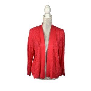 89th & Madison Fine Gauge Coral Cardigan Sweater Chevron Zig Zag Lightweight XL